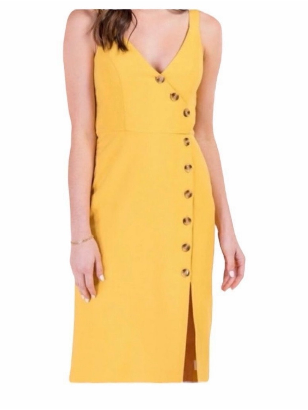 Harper Heritage Yellow Button-Front Sheath Dress 0379